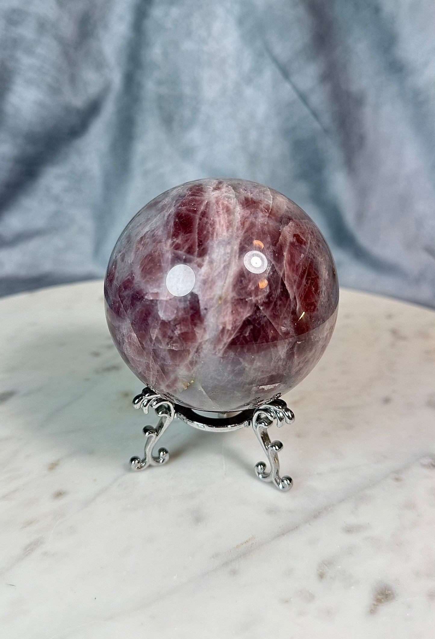 Purple & Blue Rose Quartz sphere.