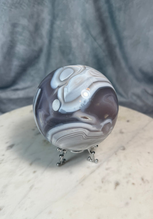 Banded Agate sphere. (Repair.)