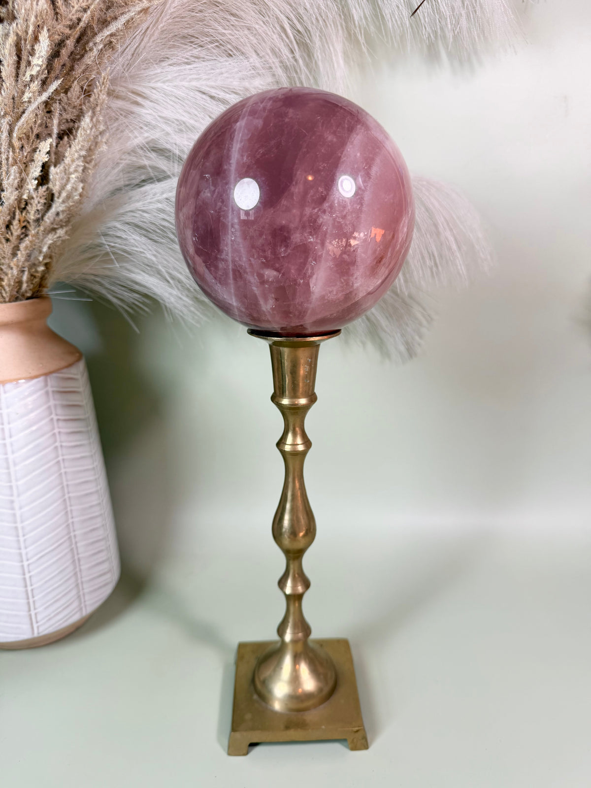 Steal deal! 5 lbs 112 mm deep pink/ lavender star rose quartz sphere.