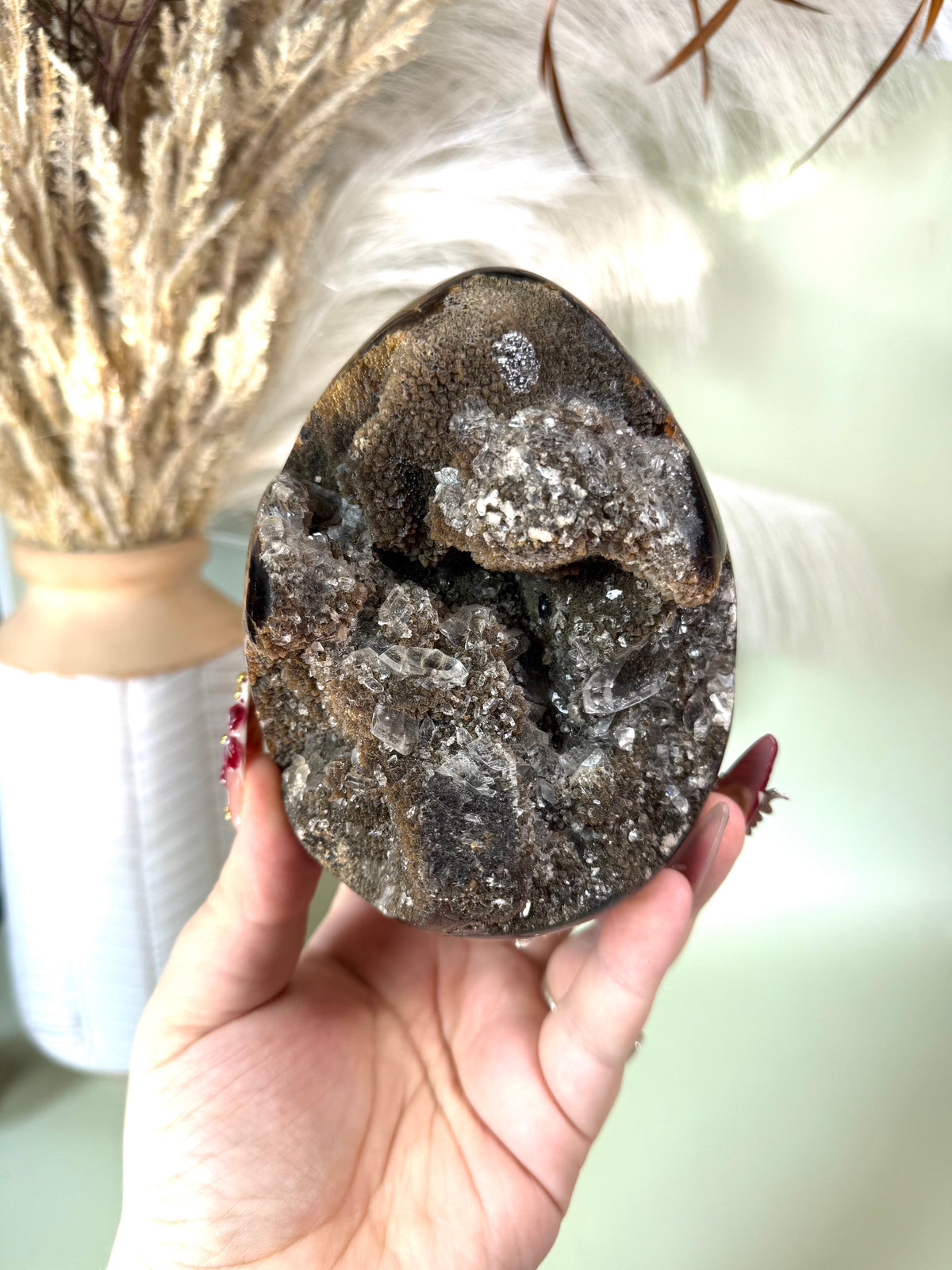 Septarian Dragon Egg with Calcite.