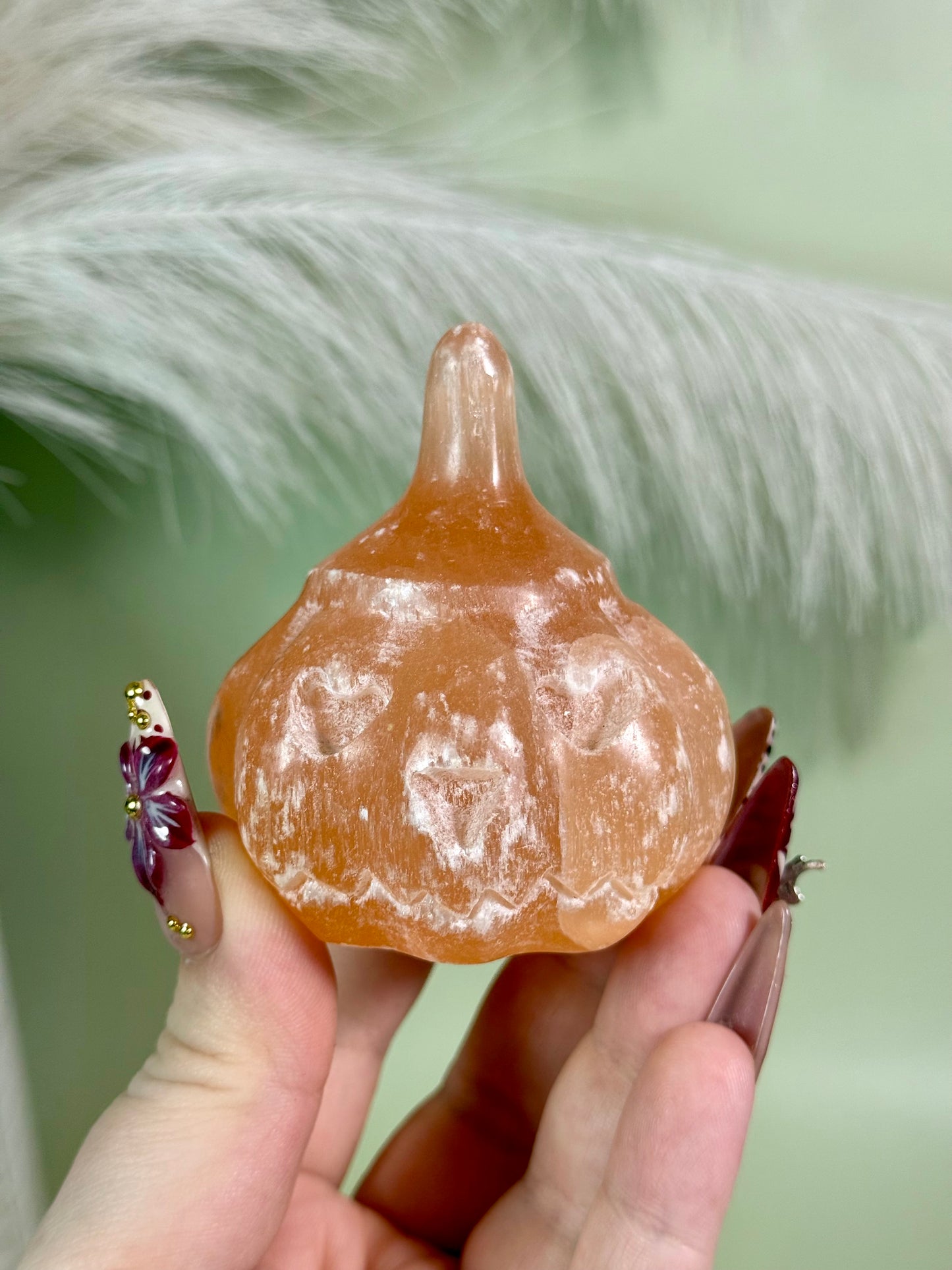 Peach selenite pumpkin.