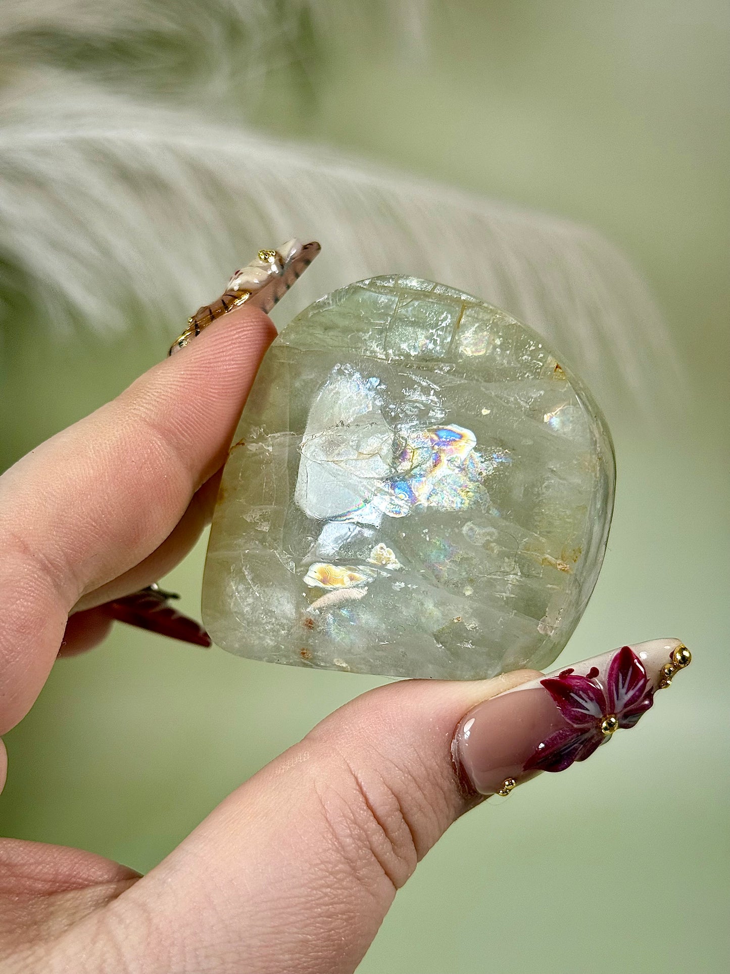 Rainbow filled Aquamarine freeform from Brazil.