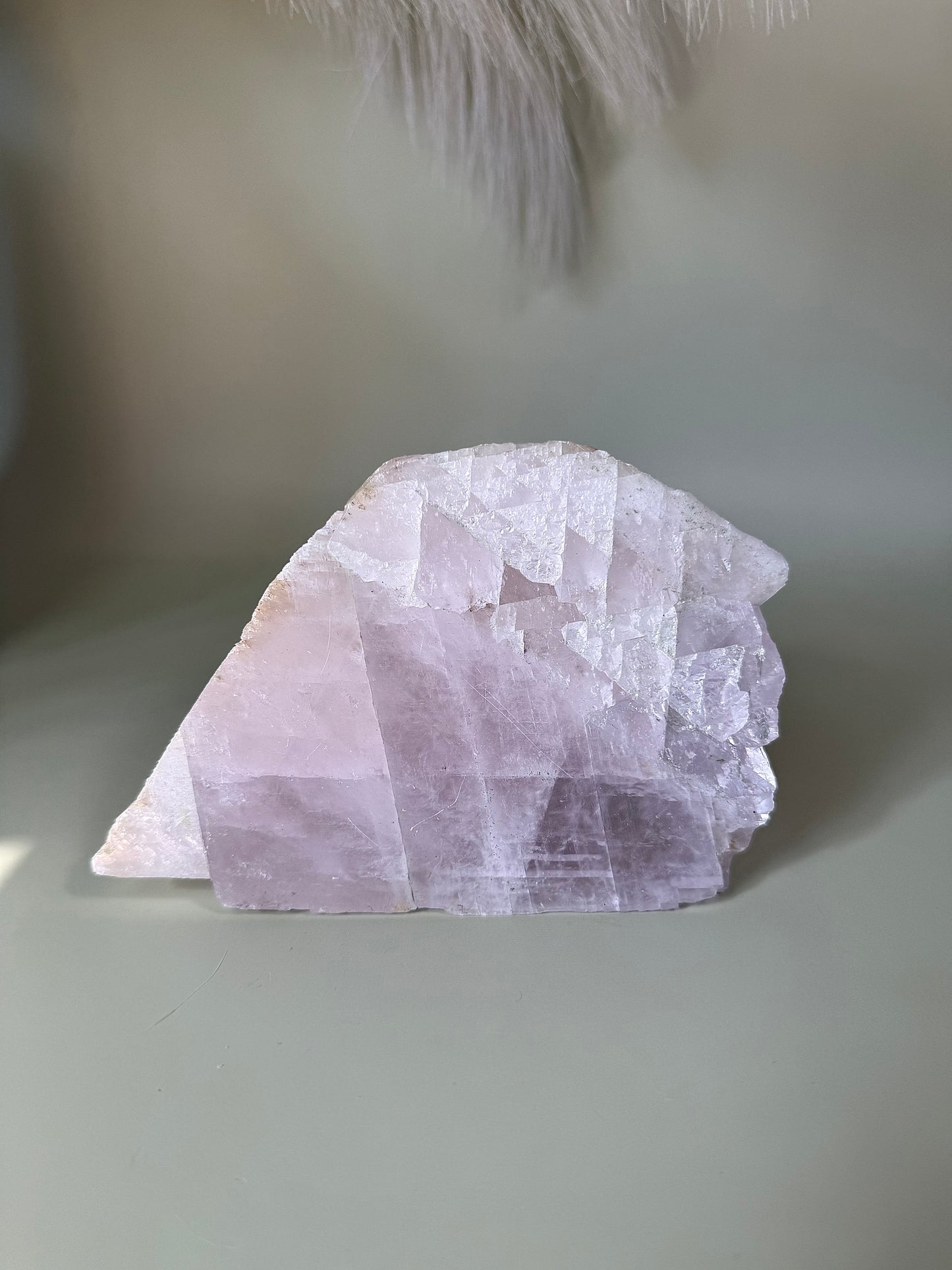 Raw lavender calcite from Madagascar.