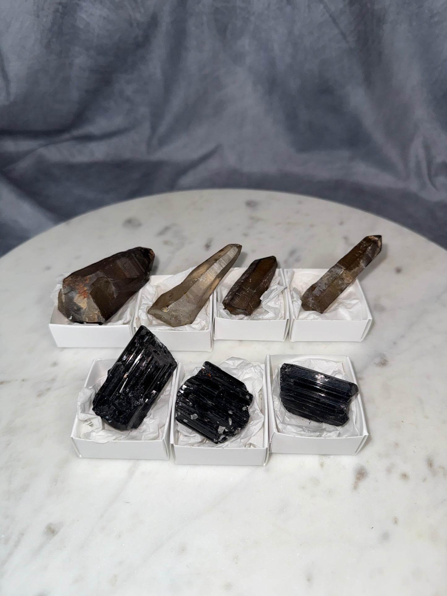 Reserved for cemeterybby. Wholesale lot of Smoky Quartz wands & high grade Black Tourmaline.