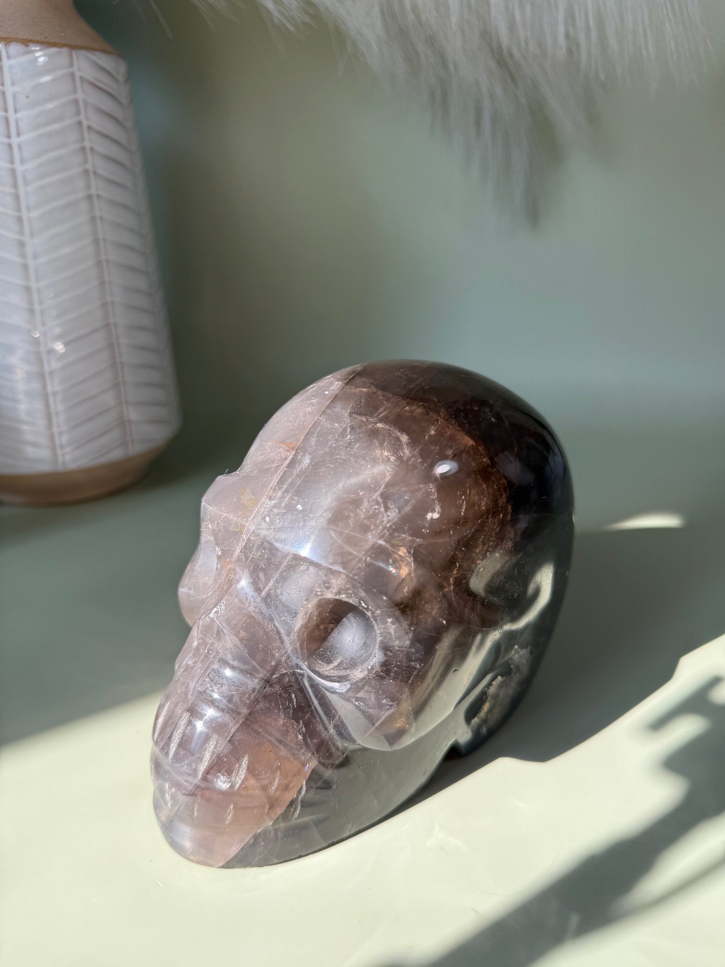 Large star blue rose Quartz skull. 5 lbs.
