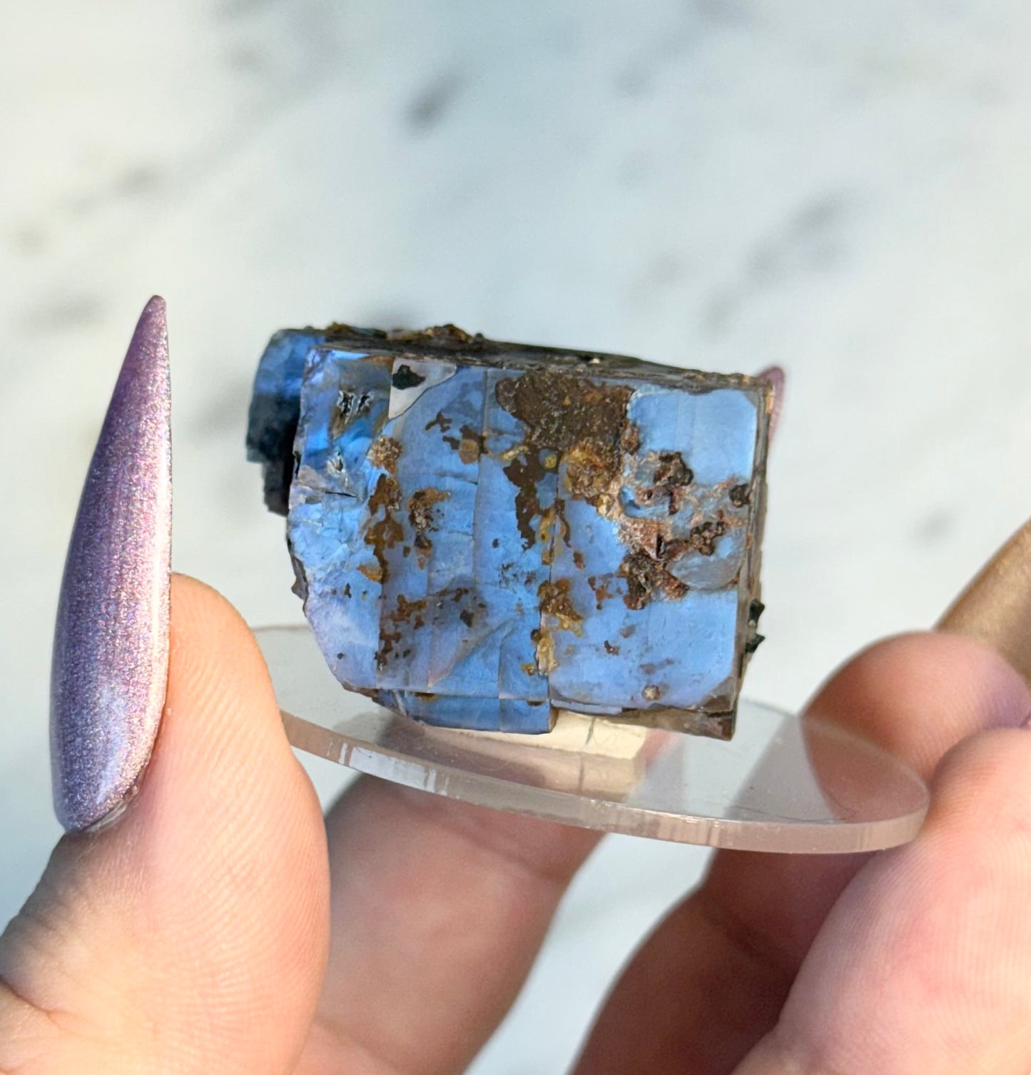 Rare crystallized moonstone cube.