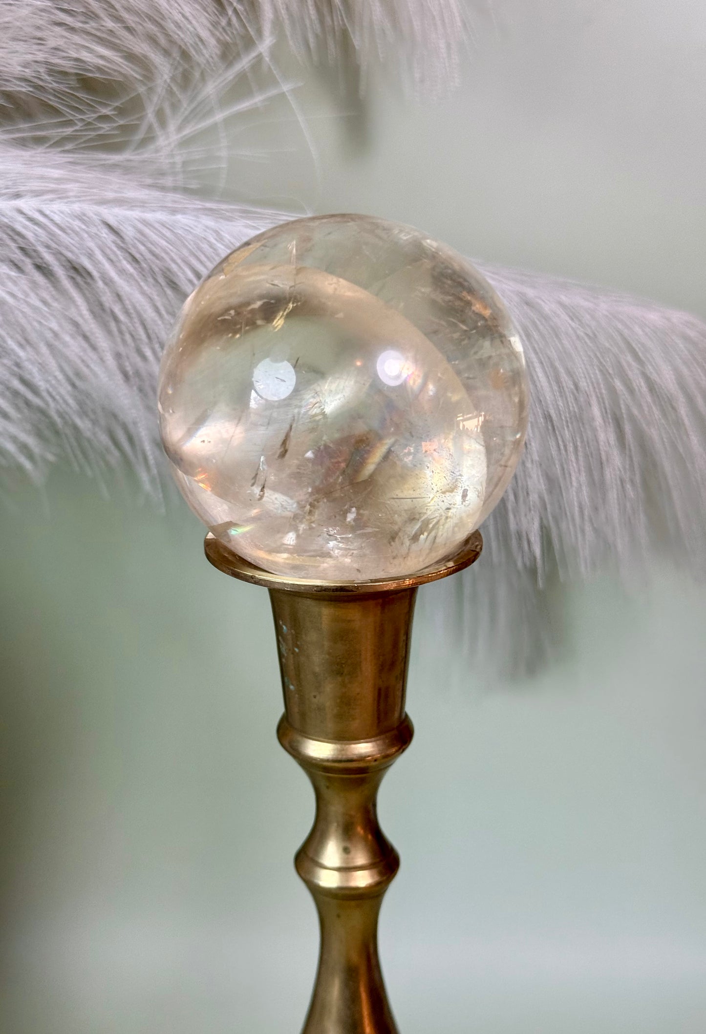 Optical honey calcite sphere.