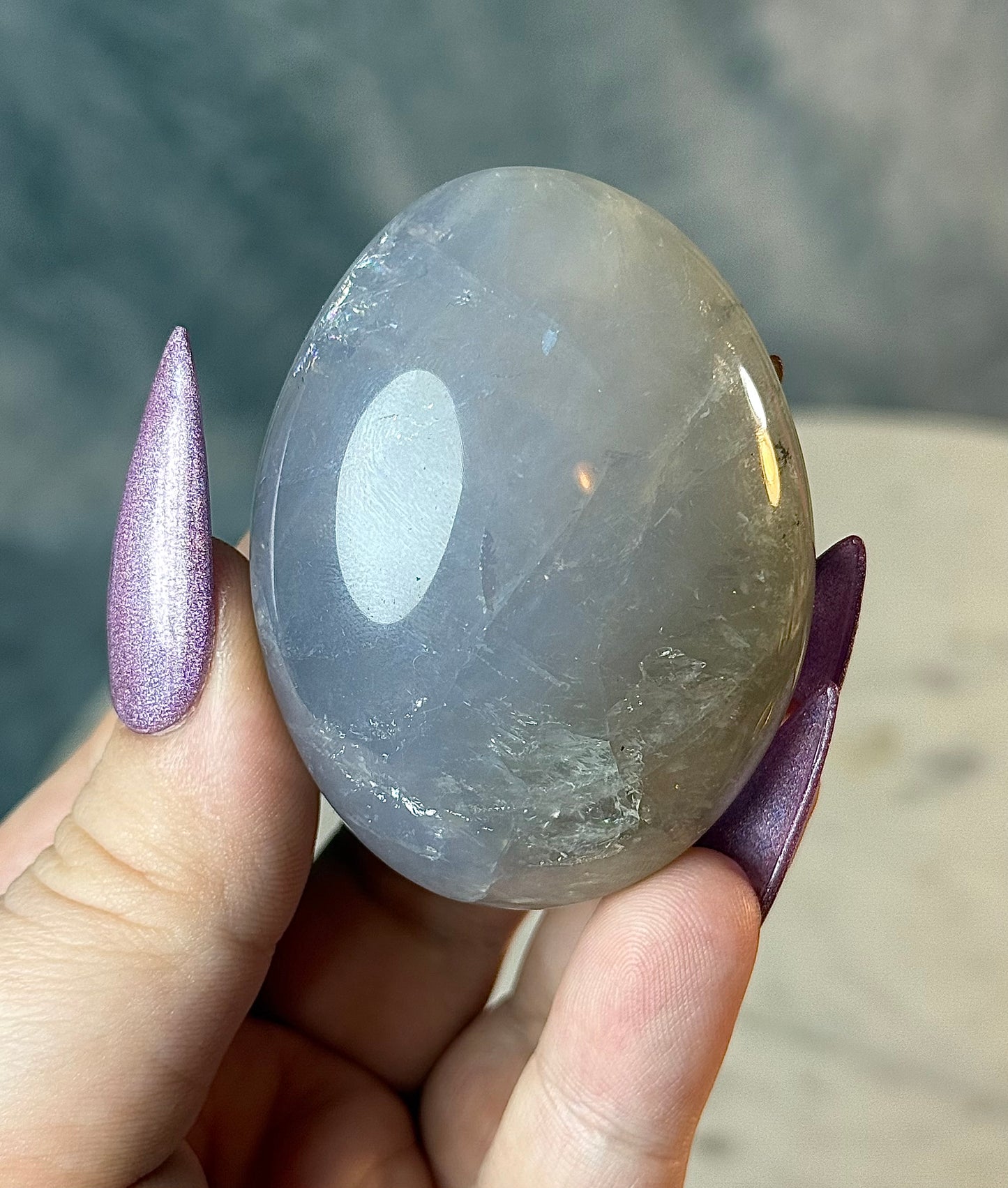 STAR Blue Rose Quartz palm stone.