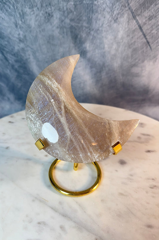 Full flash Belomorite Moonstone Moon with Sunstone.