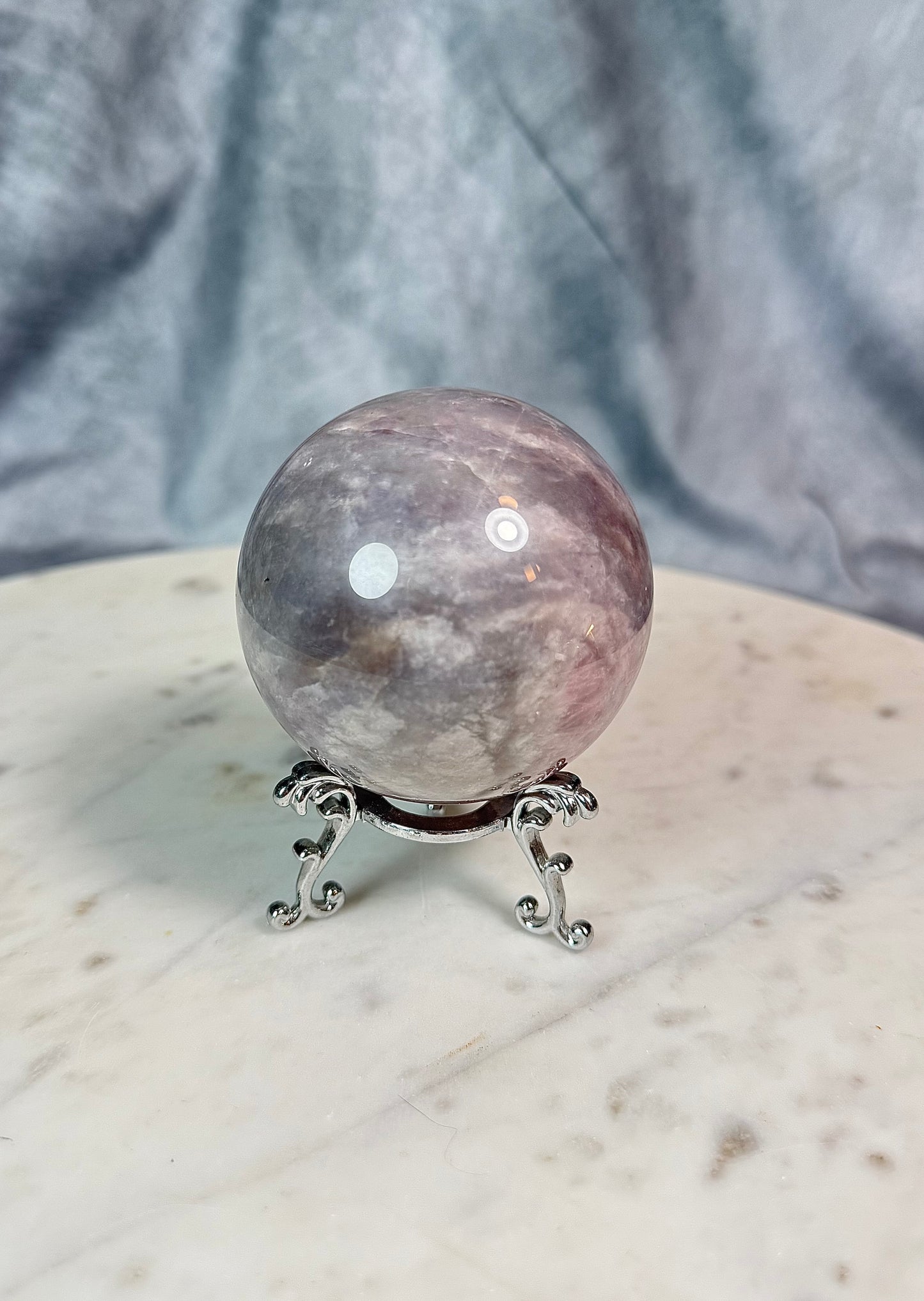 Purple & Blue Rose Quartz sphere.