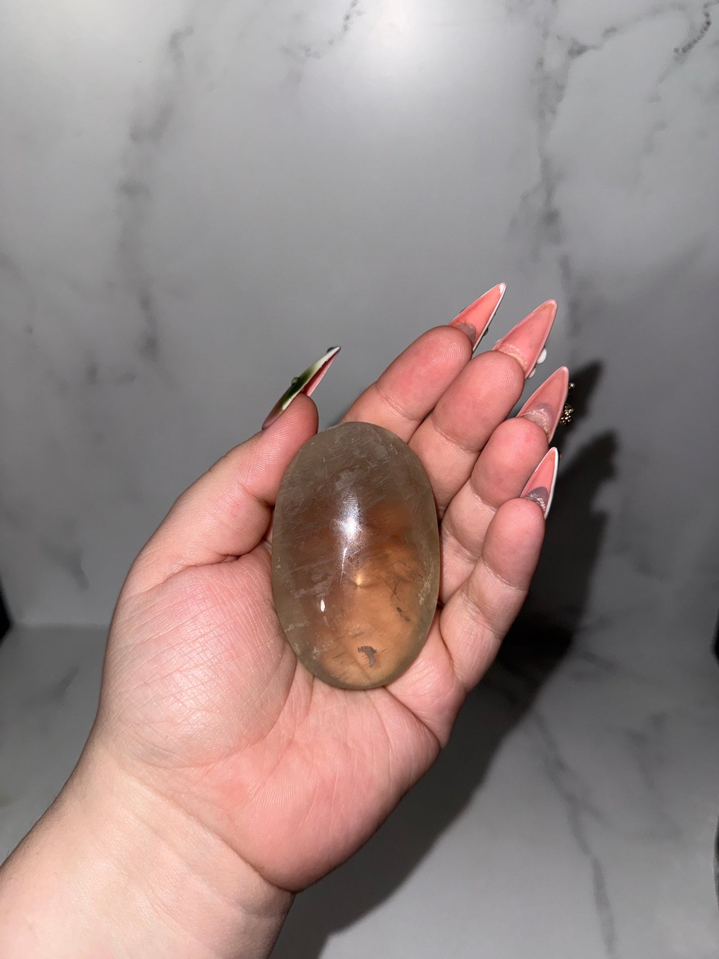 Large Gem Sage moonstone with blue flash palm. (Rare.)