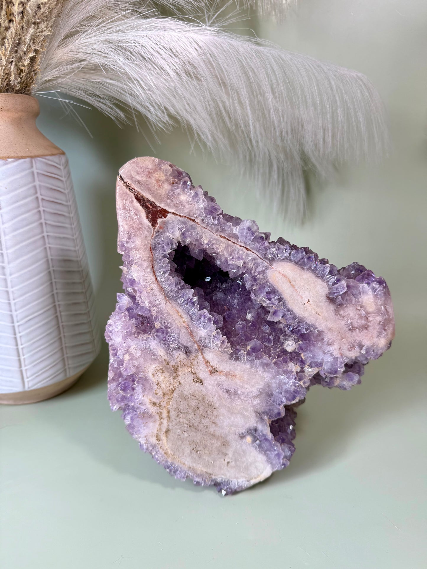 High quality pink amethyst freeform. XL.