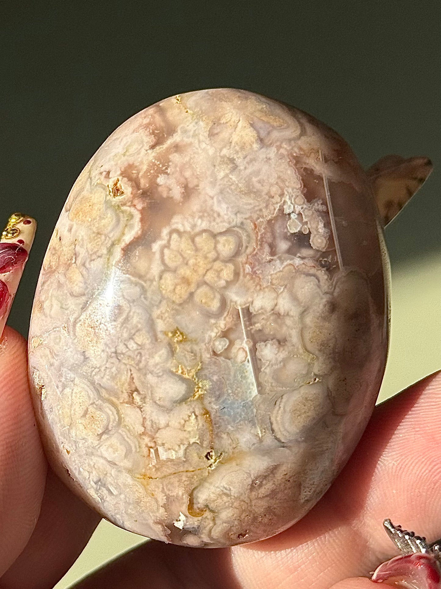 Flower Agate Palm Stone.