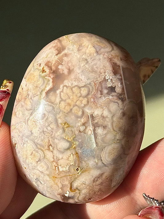 Flower Agate Palm Stone.