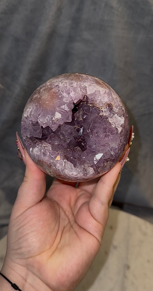 Large Pink Amethyst sphere. 99mm.