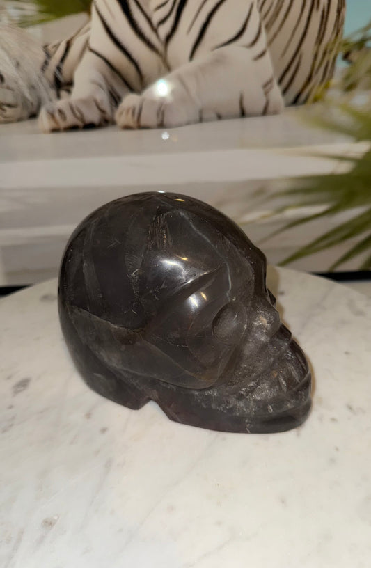 5 lb Star blue black rose Quartz skull.