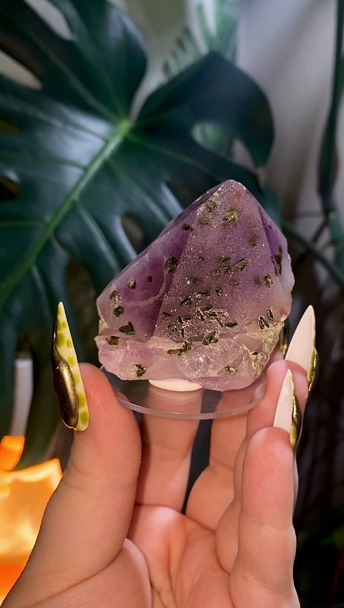 Strawberry super 7 Amethyst with epidote from Sichuan.
