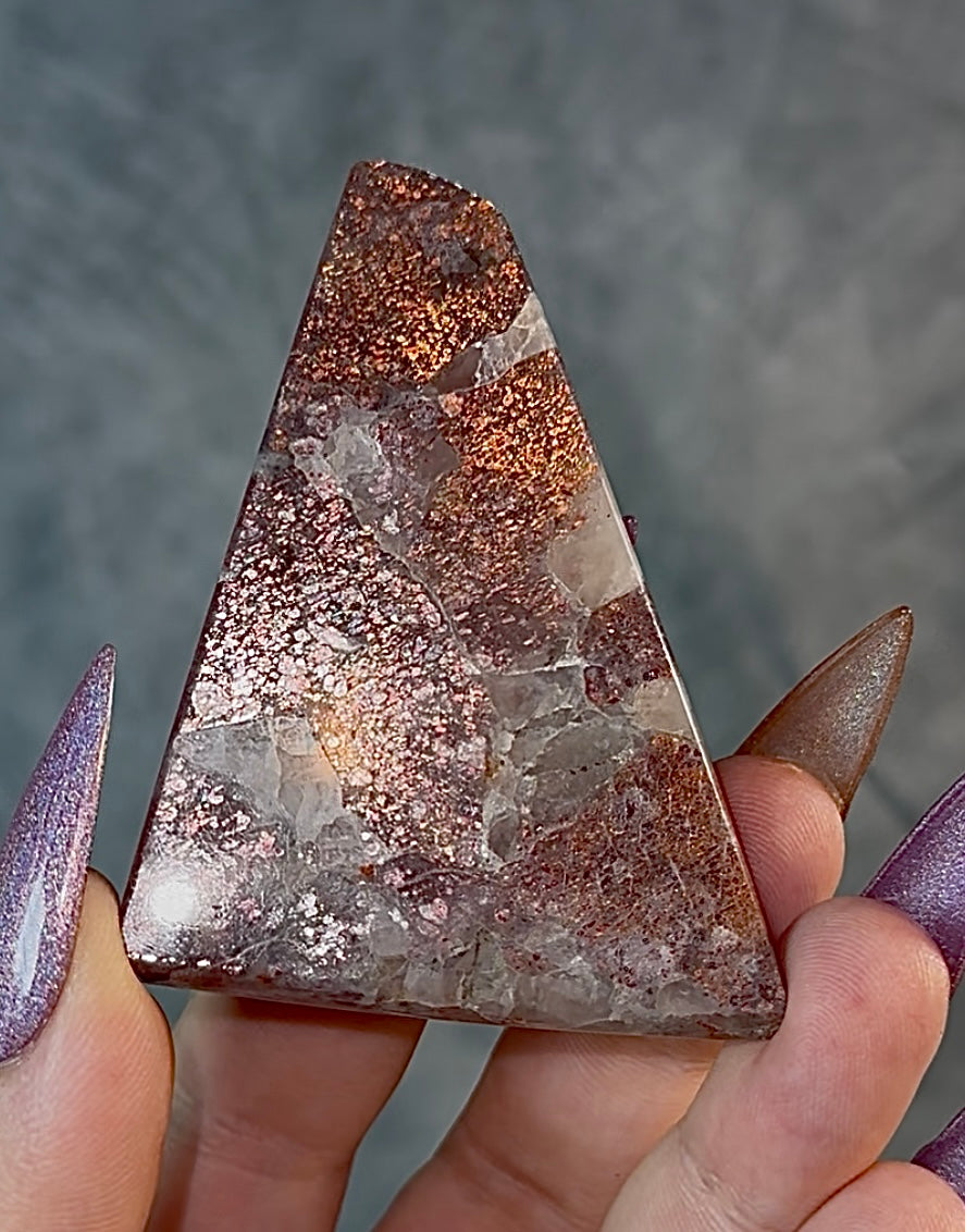 Rare Pink Confetti Bloodshot Iolite freeform slab.