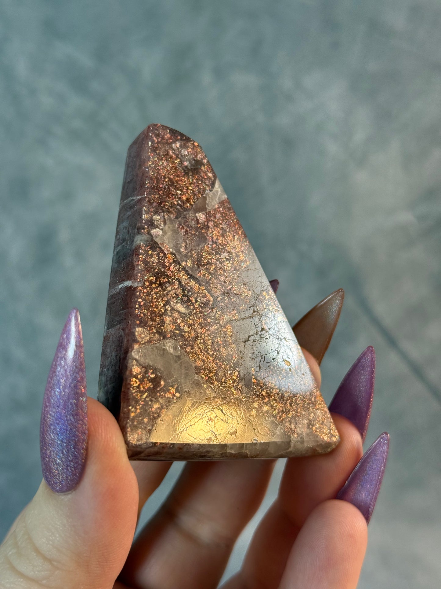 Rare Pink Confetti Bloodshot Iolite freeform slab.