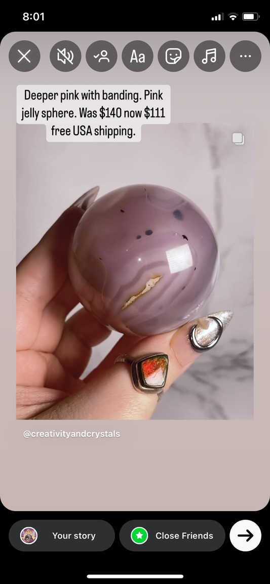 Pink jelly agate sphere