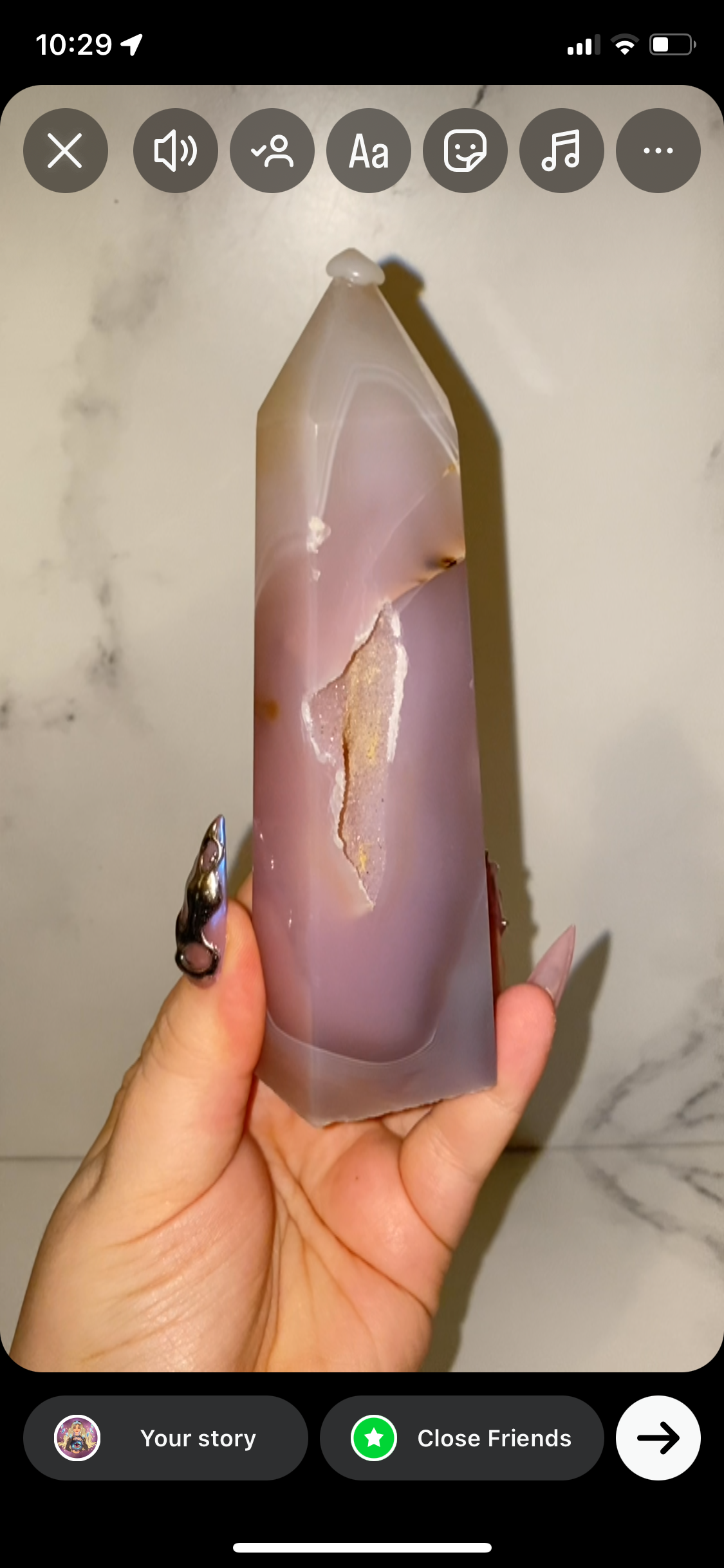 Pink jelly agate tower.