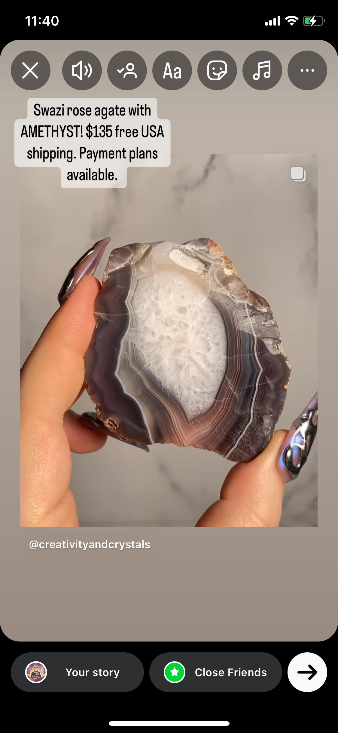 Swazi rose agate with amethyst!