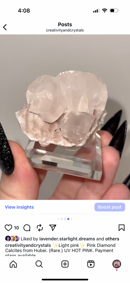 Hubei Diamond pink calcite on pink druzy.