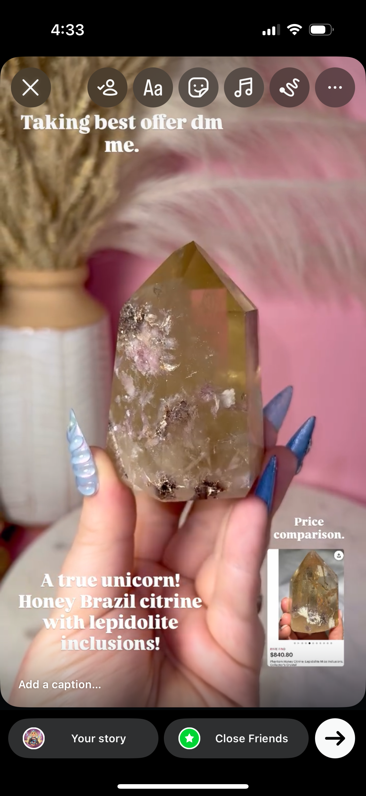 Rare Honey Citrine with Lepidolite.