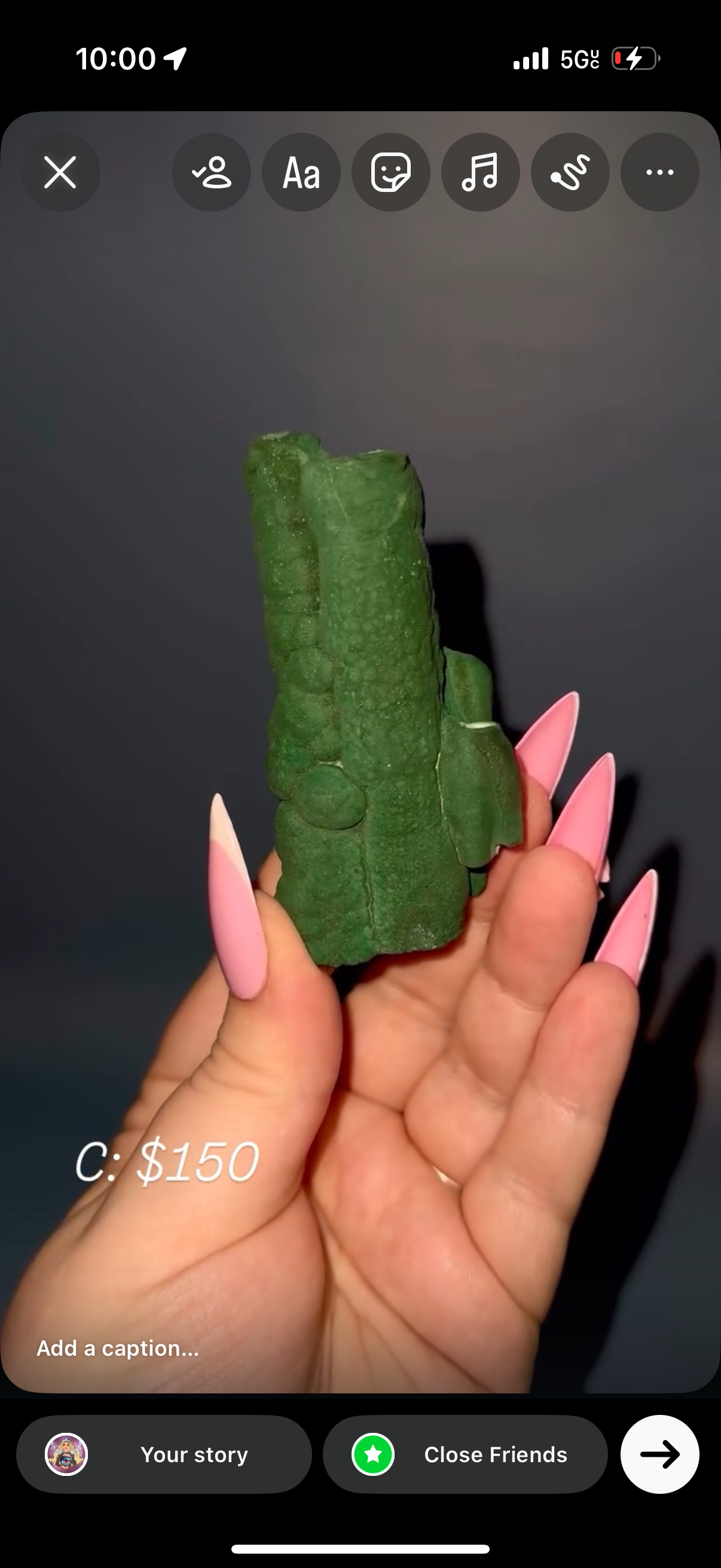 Druzy malachite stalactite