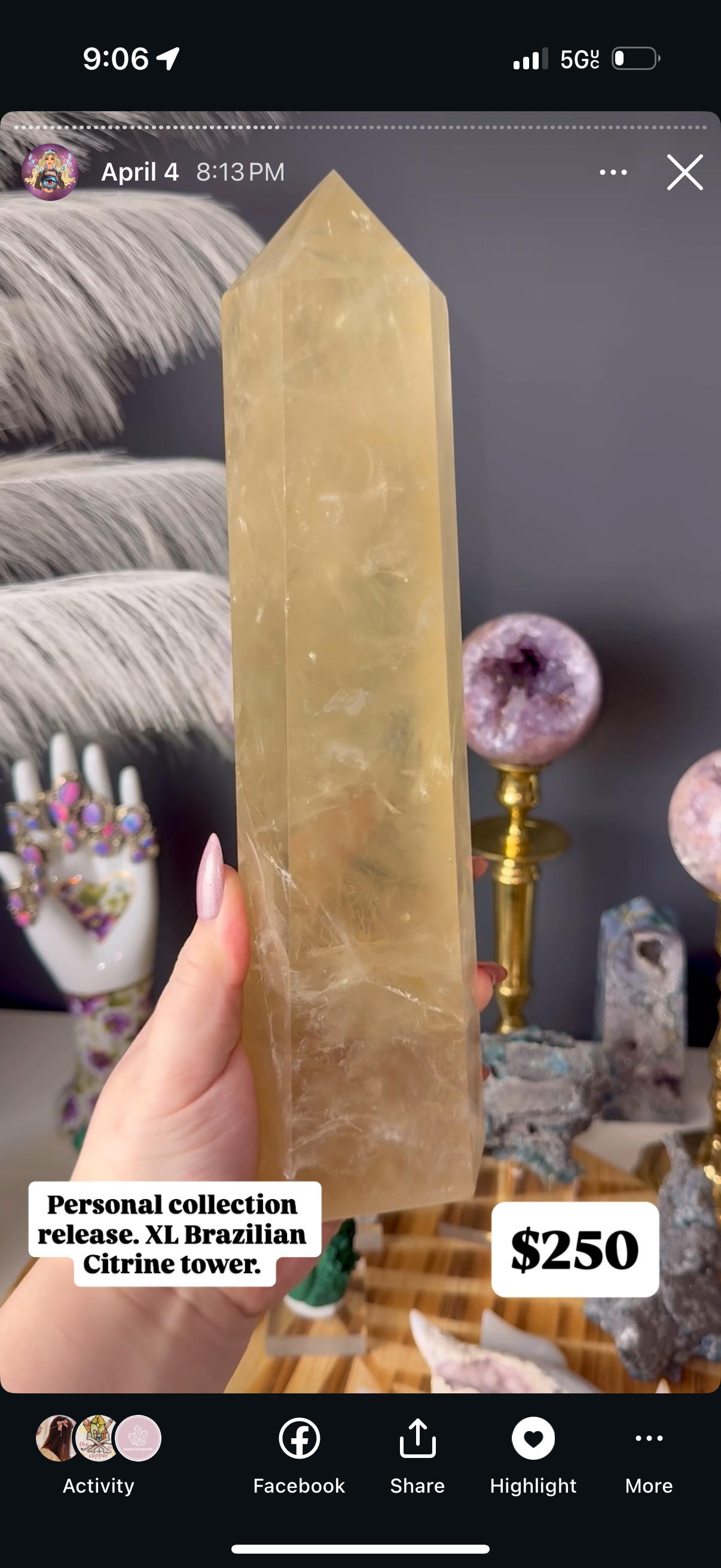 Large citrine tower