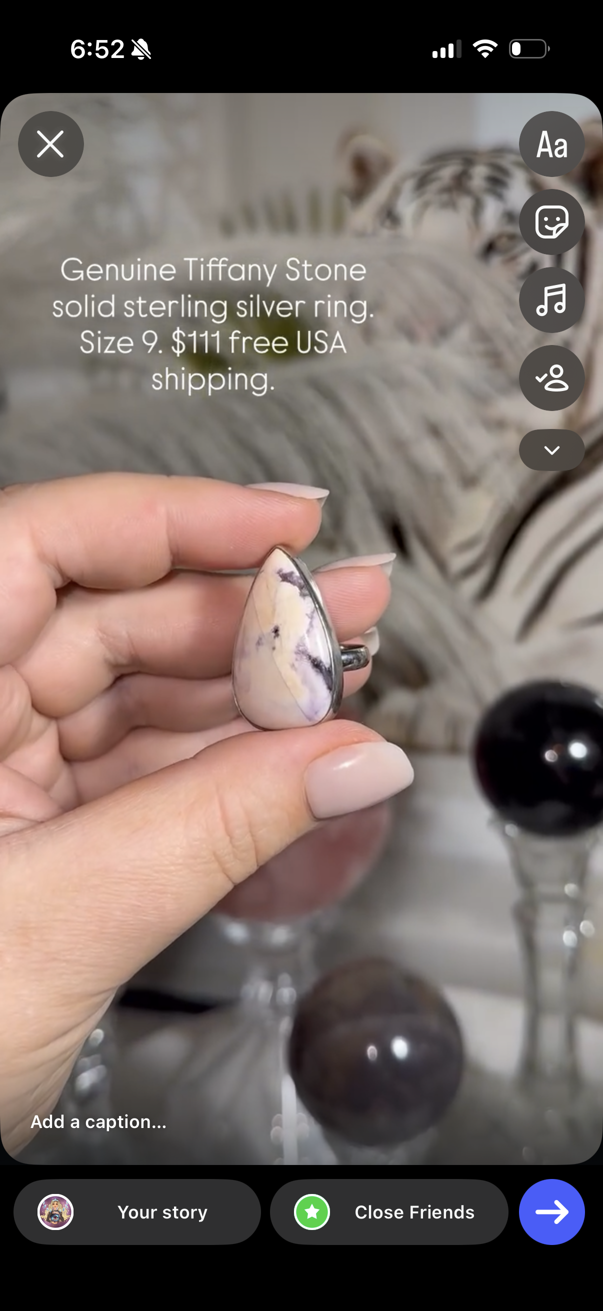Tiffany stone sterling silver ring