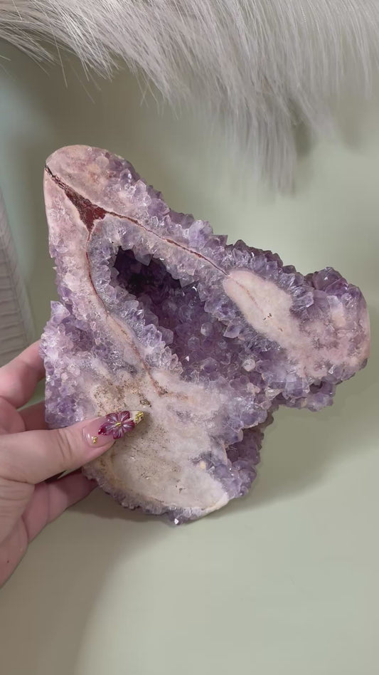 High quality pink amethyst freeform. XL.