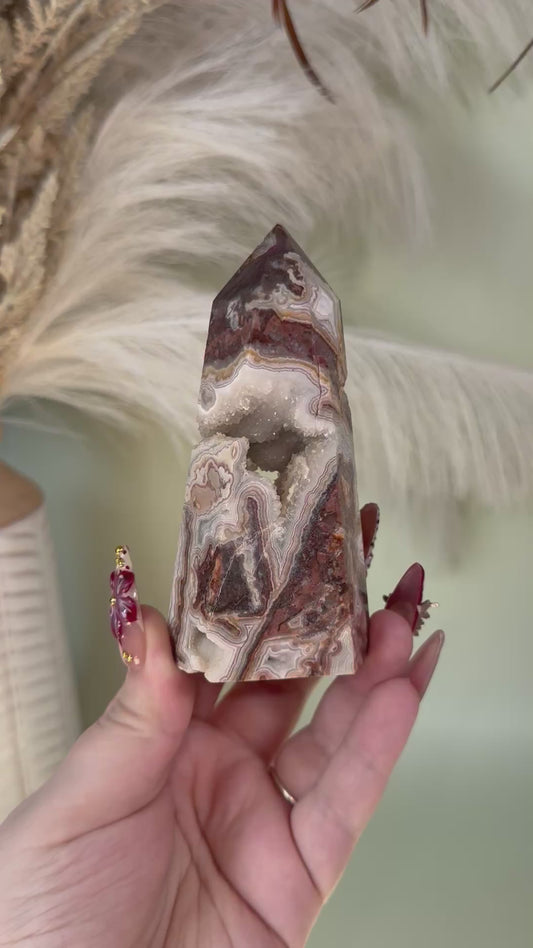 Crazy lace agate tower.