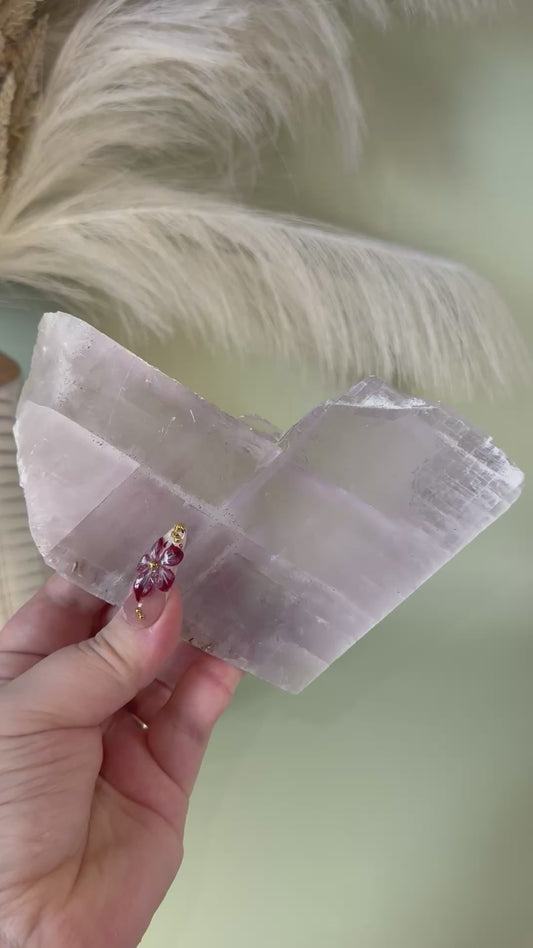 Raw lavender calcite from Madagascar.