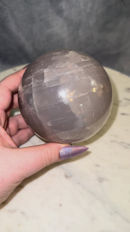 Large Blue Rose Quartz sphere.