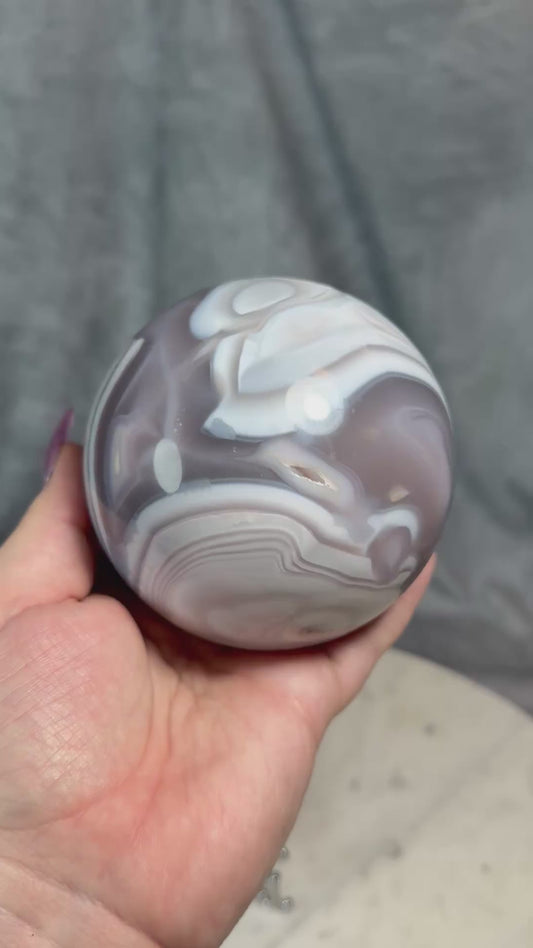 Banded Agate sphere. (Repair.)