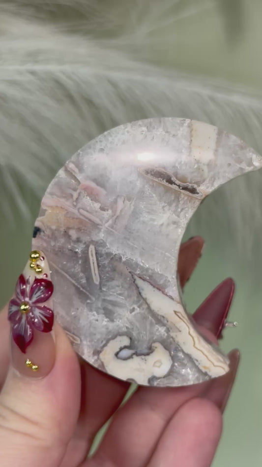 Brazil Agate Quartz moon.