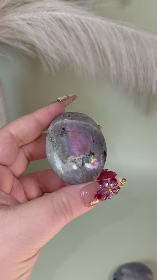Purple labradorite palms bundle of 3.