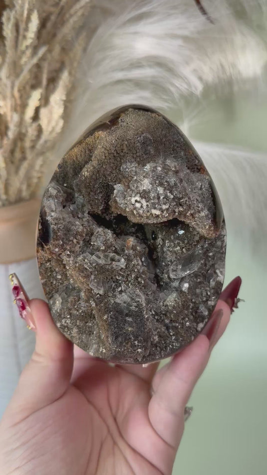 Septarian Dragon Egg with Calcite.