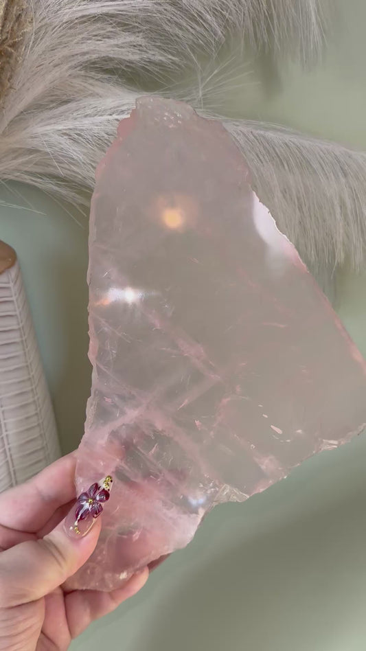 Mozambique rose Quartz slab.