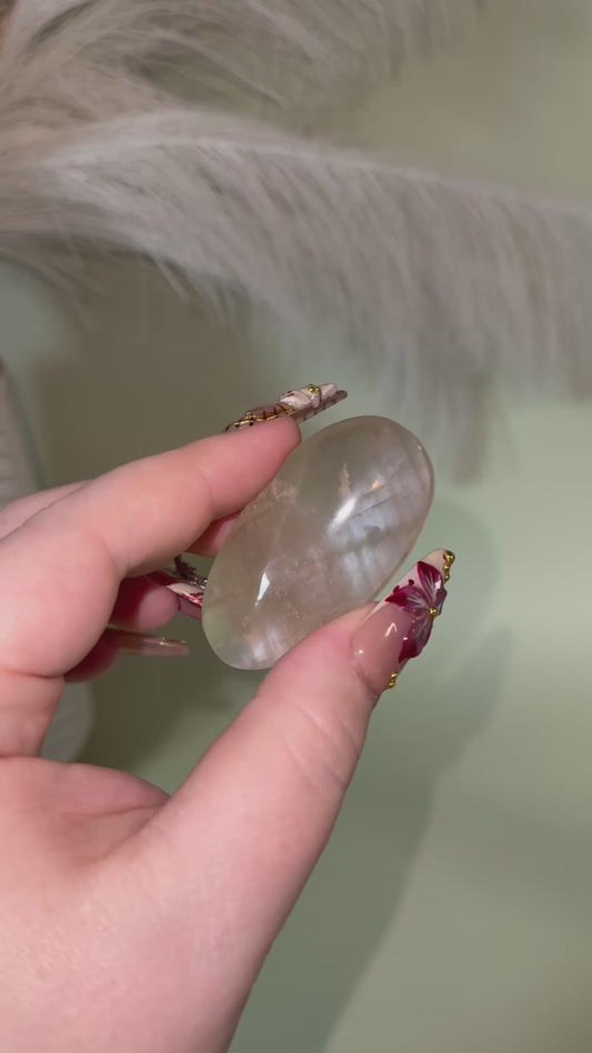 Rare Gem grade Sage moonstone with blue flash palm stone. From Tanzania. (With Sunstone!)