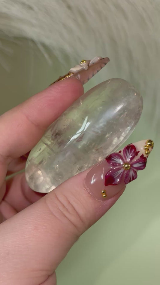 Rare Gem grade Sage moonstone with blue flash palm stone. From Tanzania.