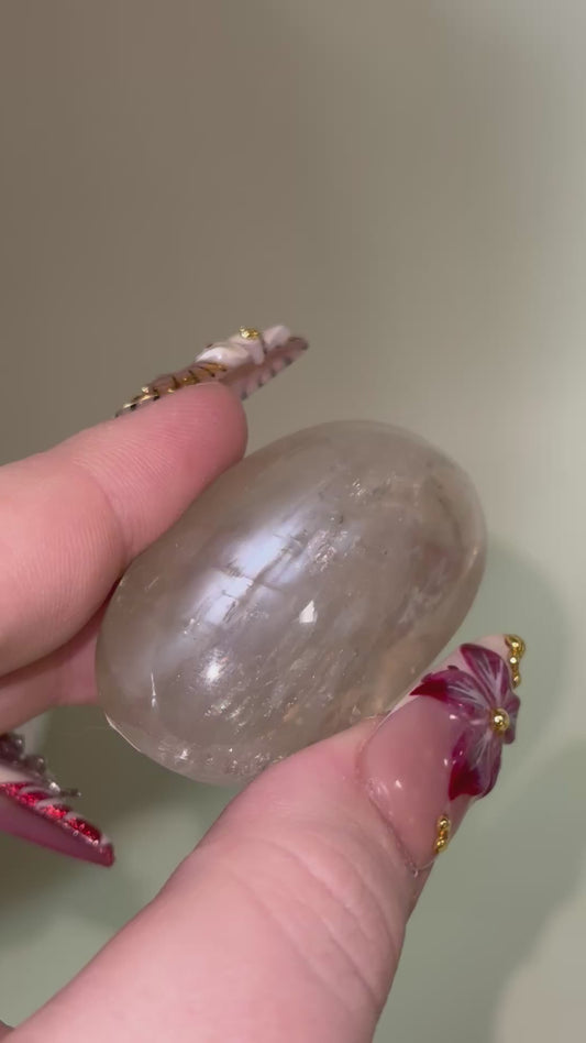 Rare Gem grade Sage moonstone with blue flash palm stone. From Tanzania. (With Sunstone!)