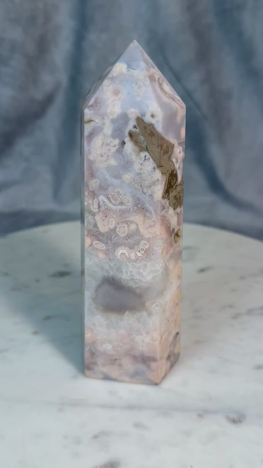 High quality Flower Agate tower. (Less than wholesale.)